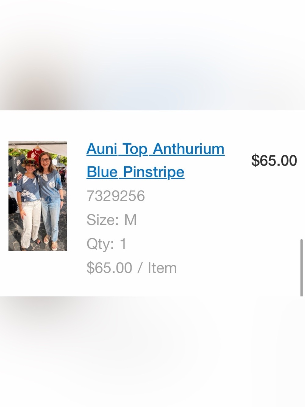 Kamea. Auni top anthurium Blue pinstriped top. Brand new. Never used. Size Med - Picture 7 of 7